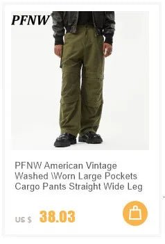 PFNW Distressed Niche Design Nero Grigio Micro Svasato Jeans da Uomo Allentato Tendenza Foro Dritto Fondo Casual Pantaloni in Denim 28W5868 - StepByStepNow