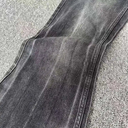 PFNW Distressed Niche Design Nero Grigio Micro Svasato Jeans da Uomo Allentato Tendenza Foro Dritto Fondo Casual Pantaloni in Denim 28W5868 - StepByStepNow