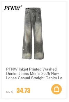 PFNW Distressed Niche Design Nero Grigio Micro Svasato Jeans da Uomo Allentato Tendenza Foro Dritto Fondo Casual Pantaloni in Denim 28W5868 - StepByStepNow