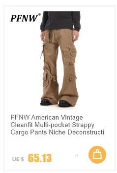 PFNW Distressed Niche Design Nero Grigio Micro Svasato Jeans da Uomo Allentato Tendenza Foro Dritto Fondo Casual Pantaloni in Denim 28W5868 - StepByStepNow