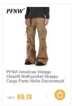 PFNW Distressed Niche Design Nero Grigio Micro Svasato Jeans da Uomo Allentato Tendenza Foro Dritto Fondo Casual Pantaloni in Denim 28W5868 - StepByStepNow