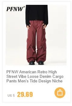 PFNW Distressed Niche Design Nero Grigio Micro Svasato Jeans da Uomo Allentato Tendenza Foro Dritto Fondo Casual Pantaloni in Denim 28W5868 - StepByStepNow