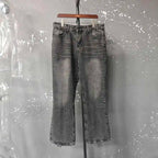 PFNW Distressed Niche Design Nero Grigio Micro Svasato Jeans da Uomo Allentato Tendenza Foro Dritto Fondo Casual Pantaloni in Denim 28W5868 - StepByStepNow