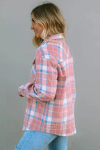 Pink Plaid Flap Pocket Flannel Shacket - StepByStep