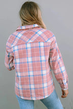 Pink Plaid Flap Pocket Flannel Shacket - StepByStep
