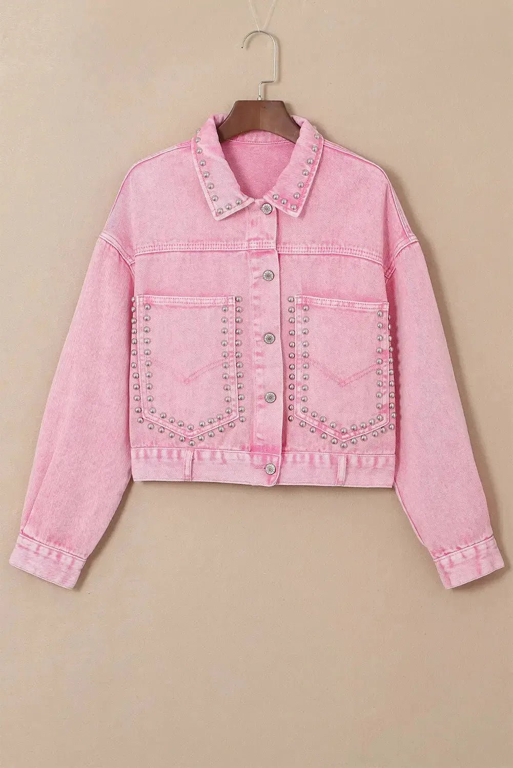 Pink Rivets Denim Jacket - StepByStep