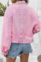 Pink Rivets Denim Jacket - StepByStep
