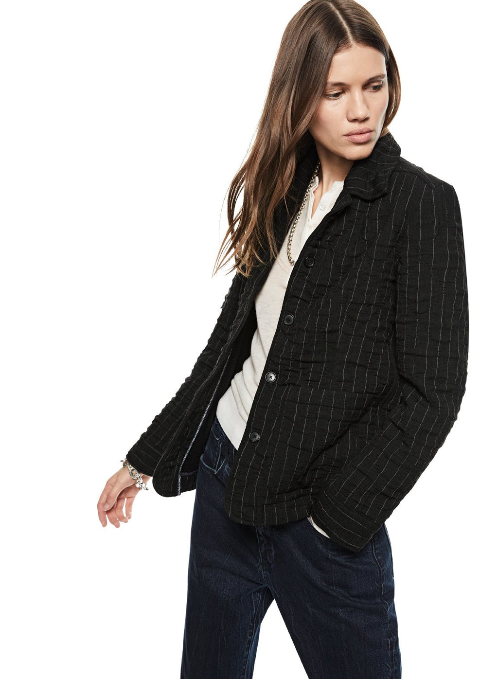 Pinstripe Crinkle Jacket - StepByStep