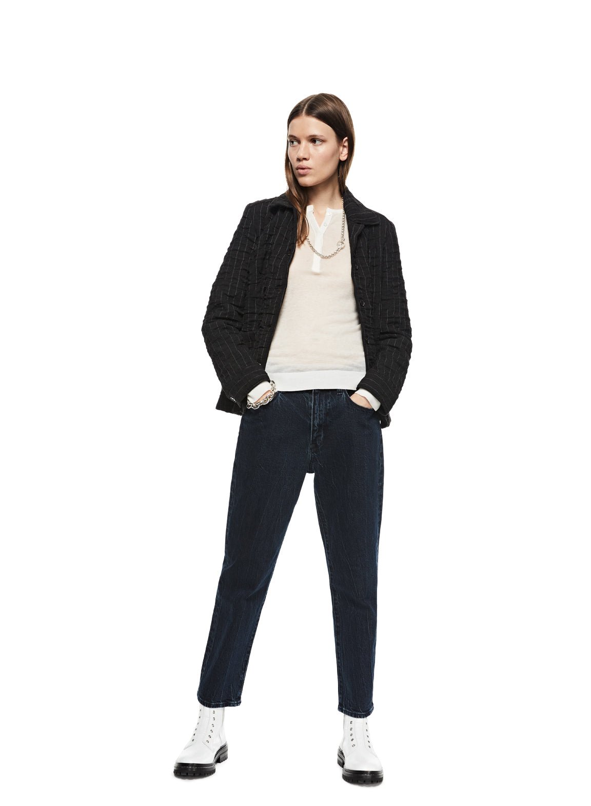 Pinstripe Crinkle Jacket - StepByStep