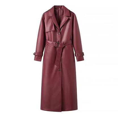 Plus - Size Long Leather - Style Windbreaker For Women, Red Hook, BYMANYC New York. - StepByStep