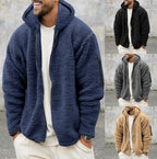 Plush Hooded Jacket Men's Autumn And Winter Fleece Double - sided Wear Warm Coat With Zipper Loose Casual Jacket Outdoor Clothing - StepByStepNow