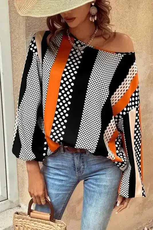 Polka Dot Blouse - Black & Orange - StepByStep