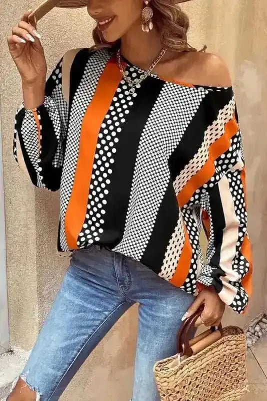 Polka Dot Blouse - Black & Orange - StepByStep