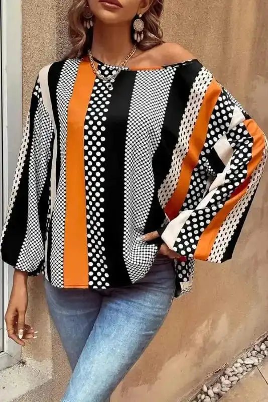 Polka Dot Blouse - Black & Orange - StepByStep