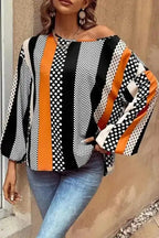 Polka Dot Blouse - Black & Orange - StepByStep