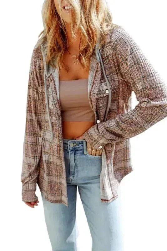 Purple Plaid Hooded Shacket – Cozy & Stylish - StepByStep