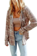 Purple Plaid Hooded Shacket – Cozy & Stylish - StepByStep