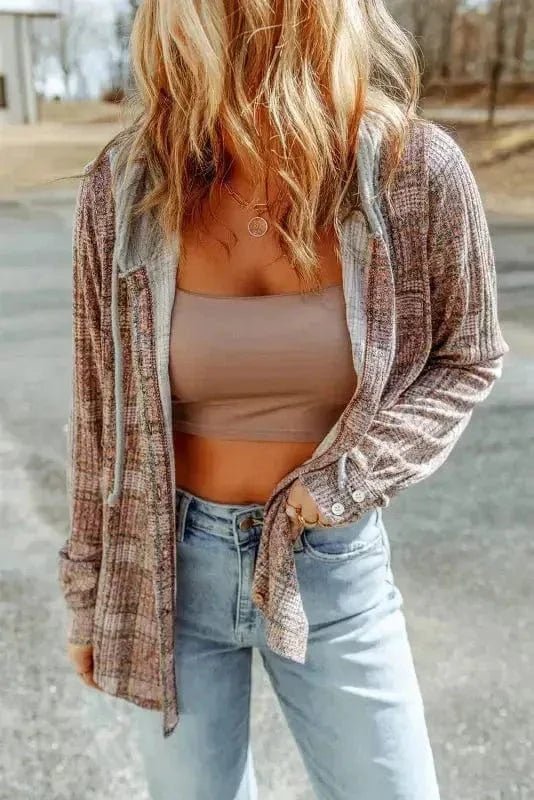 Purple Plaid Hooded Shacket – Cozy & Stylish - StepByStep