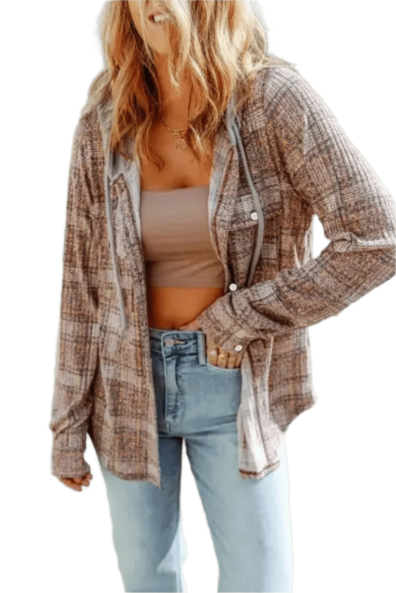 Purple Plaid Hooded Shacket – Cozy & Stylish - StepByStep