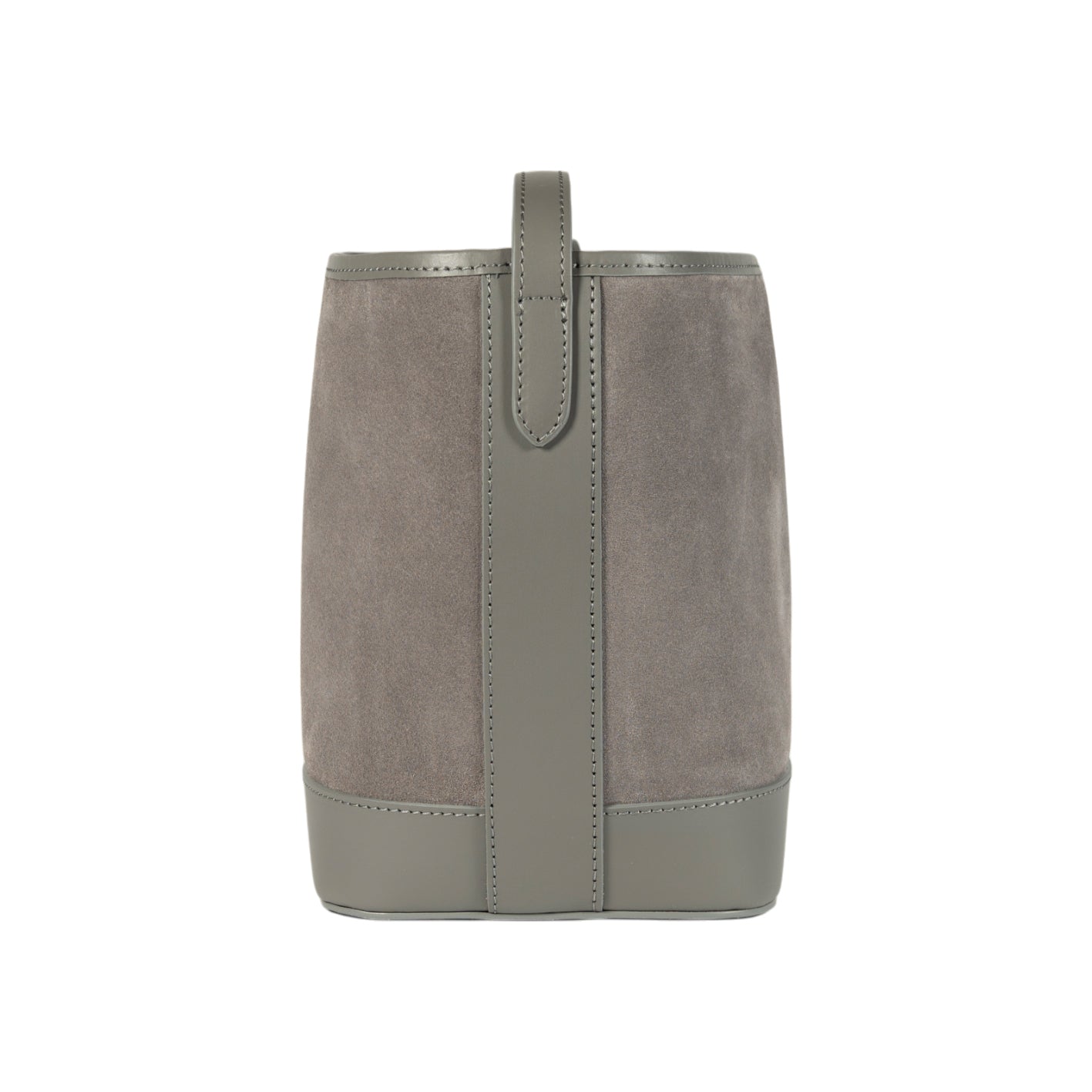 RB1031F | Borsa Donna a Secchiello BRENDA in Vera Pelle Made in Italy. Accessori in metallo Oro Lucido - Colore Grigio - Dimensioni: cm 25 x 23,5 x 17 - StepByStep