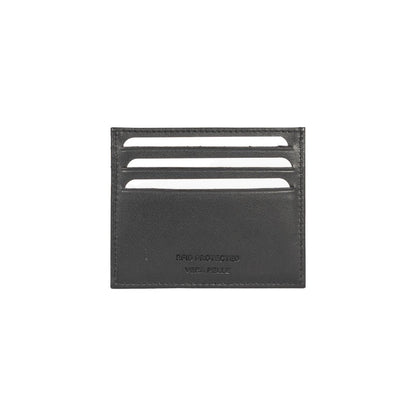RB12016A | Porta Carte di Credito in Vera Pelle pieno fiore, con leggera grana. Colore Nero. Protezione RFID. Dimensioni: cm 10 x 8 x 0,5. Confezione: Scatola regalo fondo/coperchio - StepByStep