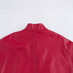 Red Leather - Style Short Cape Jacket For Women, Greenwich Village, BYMANYC New York. - StepByStep