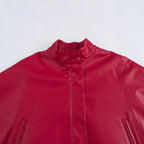 Red Leather - Style Short Cape Jacket For Women, Greenwich Village, BYMANYC New York. - StepByStep