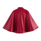 Red Leather - Style Short Cape Jacket For Women, Greenwich Village, BYMANYC New York. - StepByStep