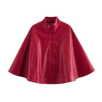 Red Leather - Style Short Cape Jacket For Women, Greenwich Village, BYMANYC New York. - StepByStep