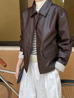 Retro PU Leather Jacket For Women, Brooklyn Heights, BYMANYC New York. - StepByStep