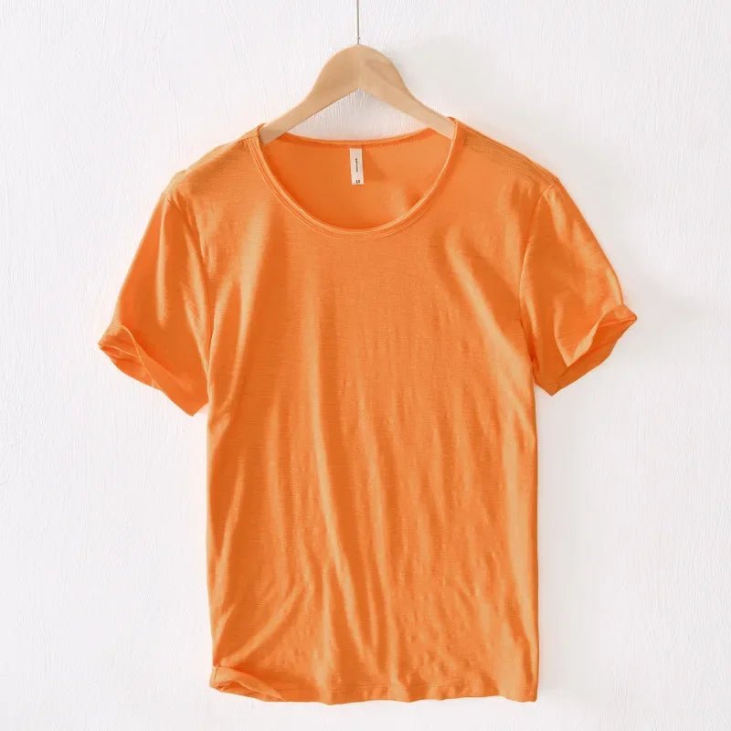 Retro Raw Edge T-Shirt for Men, 100% Cotton, Lightweight,Breathable,Slim - fit, Monochromatic, O - Neck, Casual Basic Top - StepByStepNow