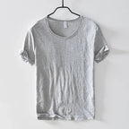 Retro Raw Edge T-Shirt for Men, 100% Cotton, Lightweight,Breathable,Slim - fit, Monochromatic, O - Neck, Casual Basic Top - StepByStepNow