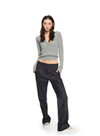 Ribbed Contrast - Stitch Cardigan Sweater (Misty Blue) - StepByStep