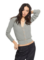 Ribbed Contrast - Stitch Cardigan Sweater (Misty Blue) - StepByStep