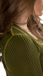 Ribbed Contrast - Stitch Crewneck Sweater (Chartreuse) - StepByStep
