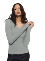 Ribbed Contrast - Stitch Crewneck Sweater (Misty Blue) - StepByStep