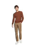 Ribbed Poor Boy Crewneck Sweater (Sepia Brown) - StepByStep