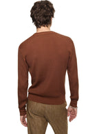 Ribbed Poor Boy Crewneck Sweater (Sepia Brown) - StepByStep