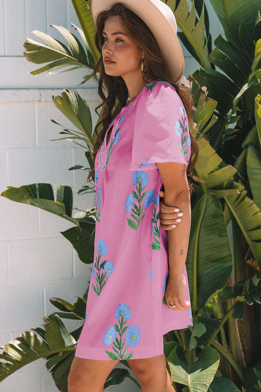 Rose Floral Summer Mini Dress - StepByStep