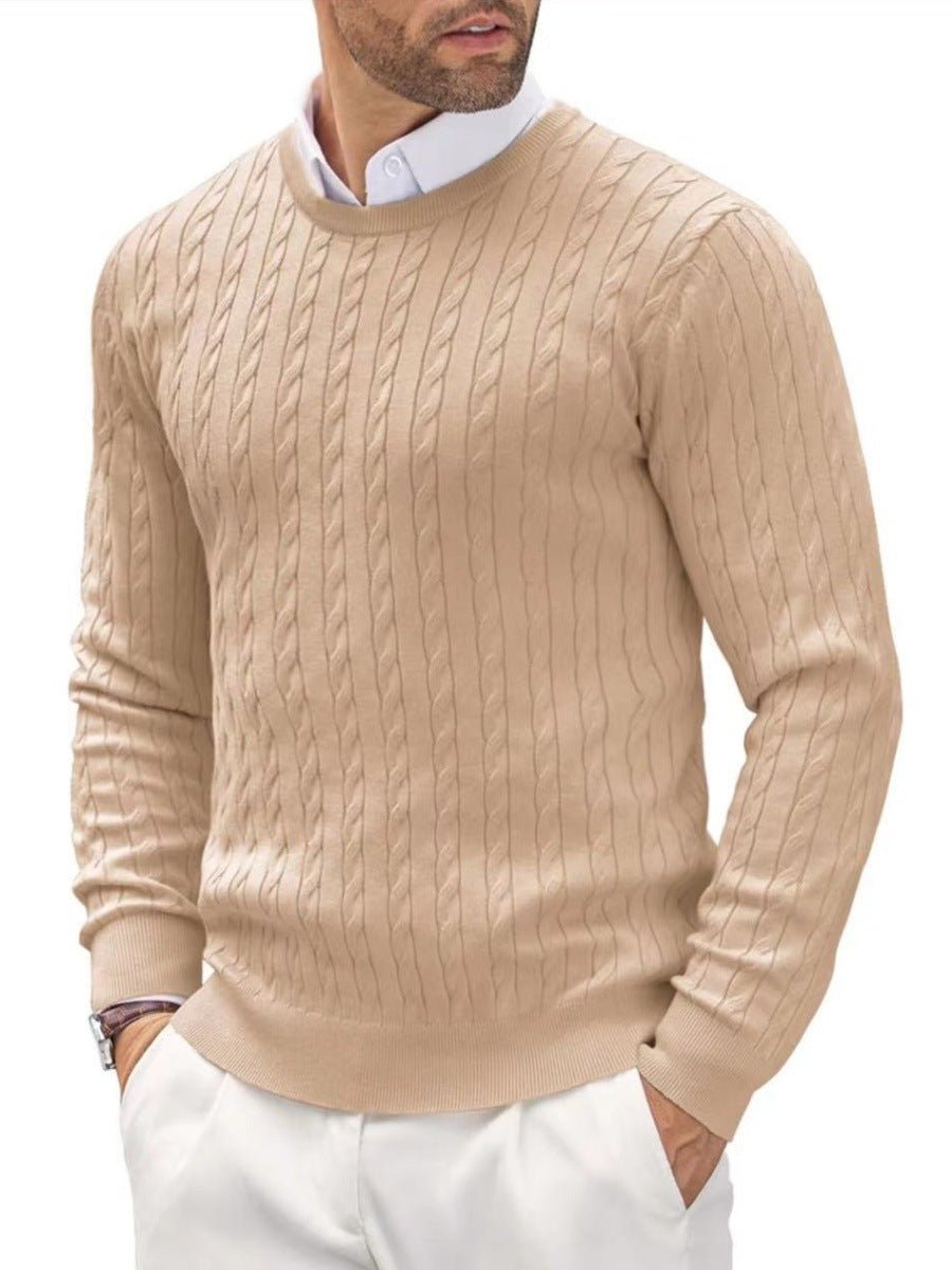 Round Neck Knitted Sweater Twisted Flower Slim Fit - StepByStepNow
