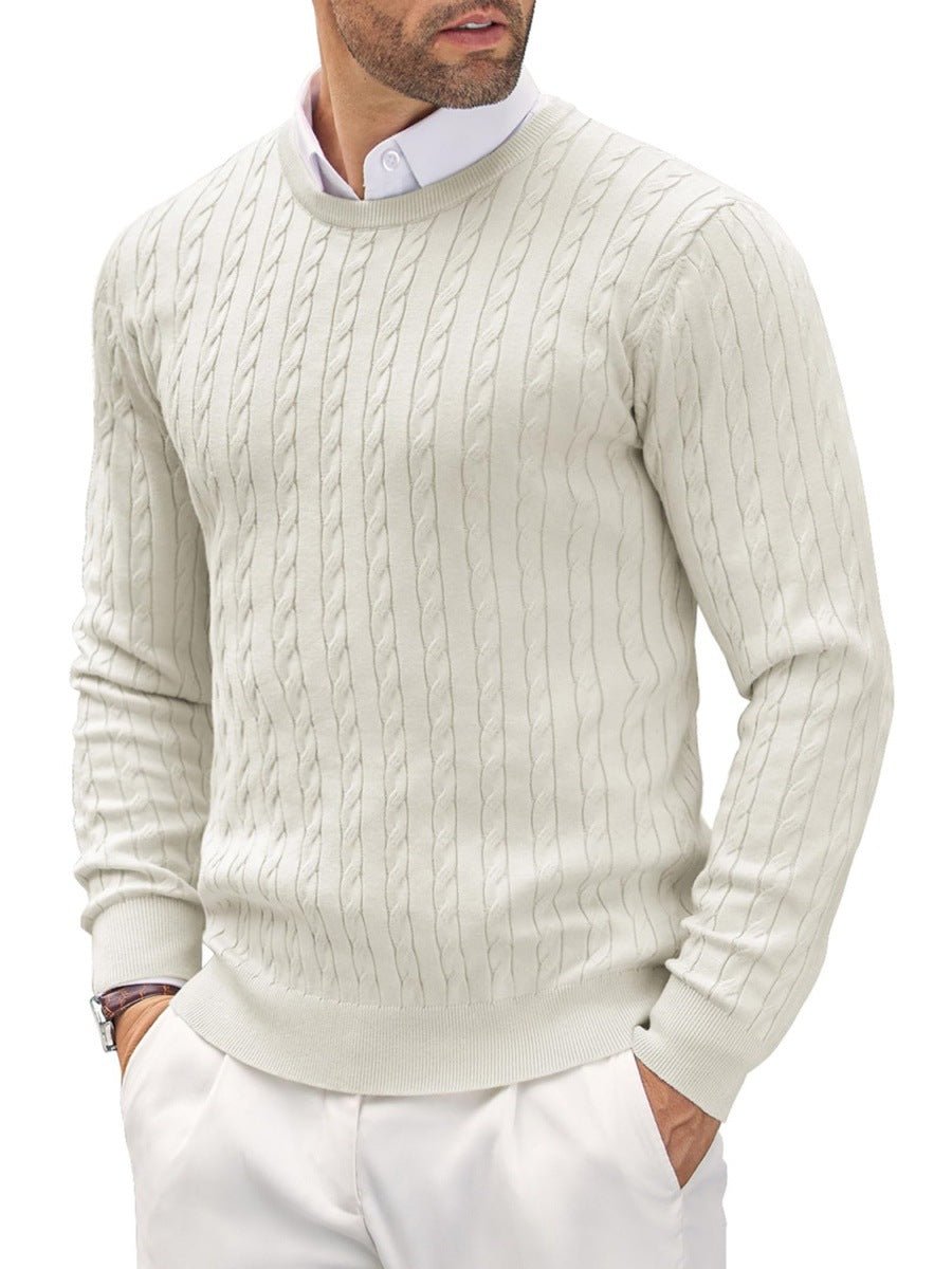 Round Neck Knitted Sweater Twisted Flower Slim Fit - StepByStepNow