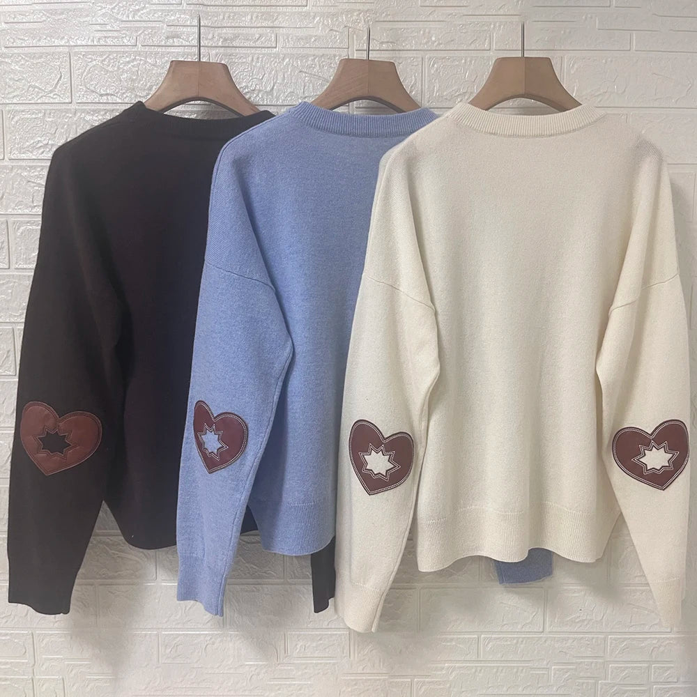 Rowan M518 Manica Patche Jacquard Maglia Pullover Inverno O - Collo Manica lunga Maglione femminile Classico Casual Lady Top 2026 - StepByStepNow