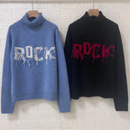 Rowan M528 Lettera Del Ricamo Jacquard Maglia Pullover Inverno Dolcevita Manica Lunga Maglione Femminile Classico Casual Lady Top 2026 - StepByStepNow