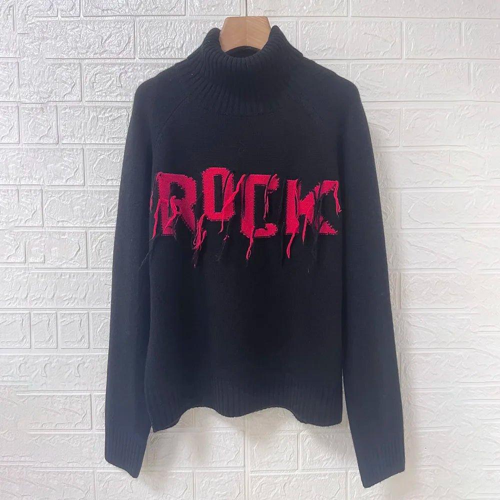 Rowan M528 Lettera Del Ricamo Jacquard Maglia Pullover Inverno Dolcevita Manica Lunga Maglione Femminile Classico Casual Lady Top 2026 - StepByStepNow