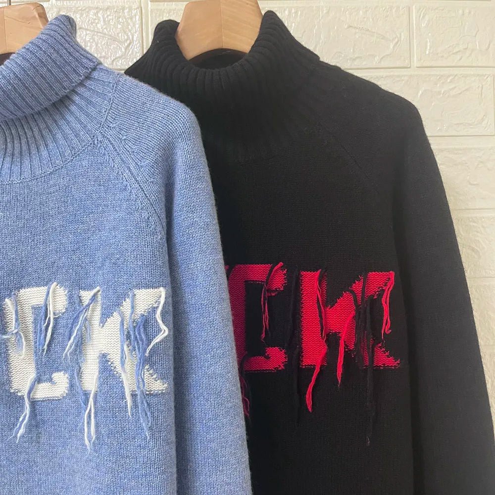 Rowan M528 Lettera Del Ricamo Jacquard Maglia Pullover Inverno Dolcevita Manica Lunga Maglione Femminile Classico Casual Lady Top 2026 - StepByStepNow