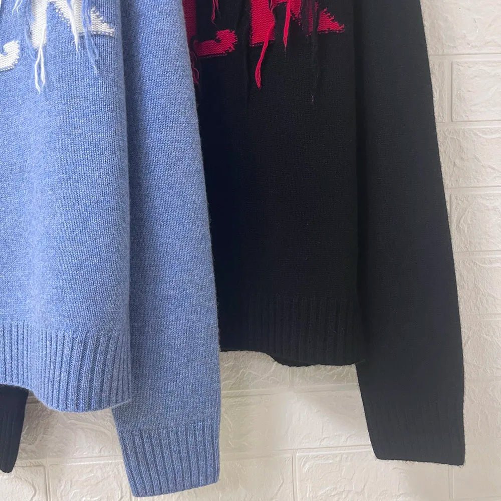 Rowan M528 Lettera Del Ricamo Jacquard Maglia Pullover Inverno Dolcevita Manica Lunga Maglione Femminile Classico Casual Lady Top 2026 - StepByStepNow