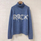 Rowan M528 Lettera Del Ricamo Jacquard Maglia Pullover Inverno Dolcevita Manica Lunga Maglione Femminile Classico Casual Lady Top 2026 - StepByStepNow