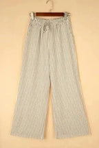 Safari Chic: Khaki Stripe Drawstring Trousers - StepByStep