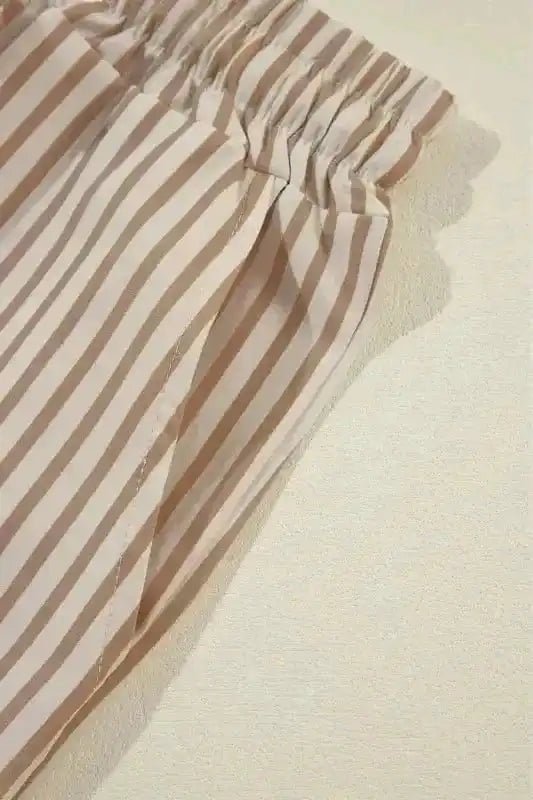 Safari Chic: Khaki Stripe Drawstring Trousers - StepByStep