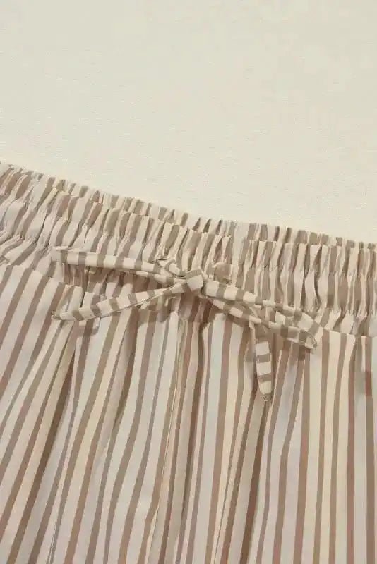 Safari Chic: Khaki Stripe Drawstring Trousers - StepByStep